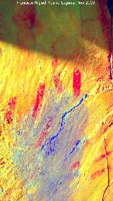 Pinturas rupestres del Arroyo del Chortal III. Tratada con Dstretch