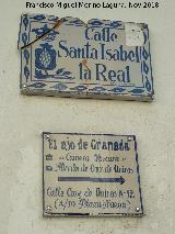 Calle Santa Isabel la Real. Placa