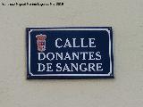 Calle Donantes de Sangre. Placa