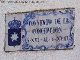 Convento de la Concepci�n. Placa