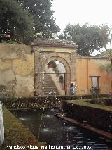 Generalife. Patio del Ciprs de la Sultana. Puerta de los Leones y Escudo