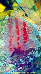 Pinturas rupestres del Abrigo del Corral de los Toros. Tratada con Dstretch