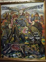 Pájaro Buitre leonado - Gyps fulvus. Buitres. Cuadro de Rafael Zabaleta de 1955. Museo Provincial de Jaén