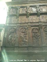 Catedral de Jaén. Coro. San Joaquín es expulsado. Joaquín es expulsado, Joaquín recibe el anuncio y Ana recibe el mensaje