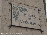 Plaza de Santa María. Placa de la artista Isabel Laguna López
