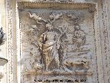 Catedral de Jaén. Fachada. Santa Catalina. Bajorrelieve sobre la puerta derecha