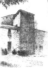 Casa del Santero. Dibujo de Cerezo donde se aprecia la casa del santero
