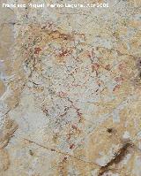 Pinturas rupestres del Frontn II. Figura en rojo borrada con araazos