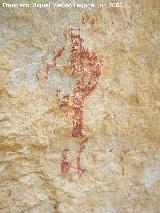 Pinturas rupestres del Abrigo debajo del de la Diosa. Antropomorfo con los brazos en asa y dos piernas