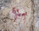 Pinturas rupestres del Poyo Bernab Grupo II. Cabra con multitud de lneas en su vientre