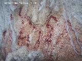 Pinturas rupestres del Poyo Bernab Grupo V. Siluetas de animales (cabras) mirando hacia la izquierda