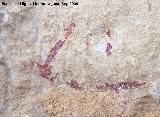 Pinturas rupestres del Abrigo de la Cantera. Figura en rojo obscuro