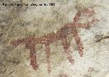 Pinturas rupestres de la Cueva de la Graja-Grupo VIII. Cabra o toro (por la disposicin de sus cuernos)