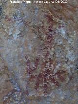 Pinturas rupestres de la Cueva de la Graja-Grupo III. Antropomorfo con zooformo