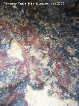 Pinturas rupestres de la Cueva de la Graja-Grupo IX. Antropomorfo partiendo de l lneas en zig-zag