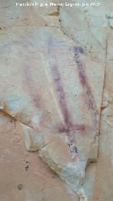 Pinturas rupestres del Poyo del Medio de la Cimbarra V. Figura reticulada