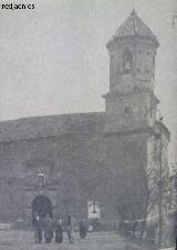 Iglesia de San Juan Bautista. Foto antigua con la Cruz de los Caidos