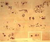 Pinturas rupestres de las Vacas del Retamoso II Grupo V. Conjunto II y Barranco de la Niebla. Calco (dibujo) de Breuil