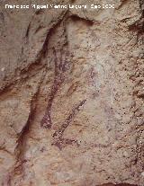 Pinturas rupestres del Abrigo de la Caada de la Cruz. Hasta de cuerna de ciervo superior sin definir