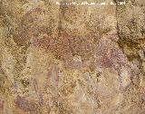 Pinturas rupestres de la Cueva del Engarbo II. Grupo I. Cabra con dos flechas sobre su lomo y otras tantas en el vientre