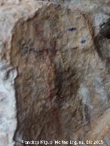 Pinturas rupestres de la Cueva de la Graja-Grupo XIV. Pareja de antropomorfos muy desvada