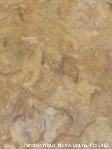 Pinturas rupestres de la Cueva del Sureste del Canjorro. Antropomorfo y estrella de la pared izquierda