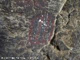 Pinturas rupestres del Abrigo I del To Serafn. Pectiniforme negro pintado sobre l de rojo. Grupo V