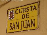 Cuesta de San Juan. Placa