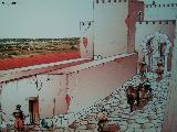 Calatrava la Vieja. Puerta de la Medina. Dibujo de recreaccin de un panel informativo