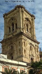 Catedral de Granada. Torre Campanario. Desde la Plaza de la Romanilla