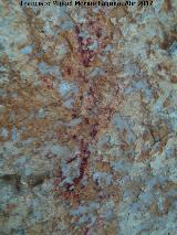 Pinturas rupestres del Abrigo de Aznaitn de Torres I. Posible antropomorfo de las barras de la derecha centrales