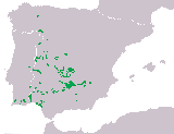 Lince ibérico - Lynx pardinus. Núcleos de población en 1980