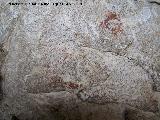 Pinturas rupestres de la Pea I. Figura circular con restos de otra figura abajo a la izquierda