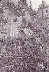 Semana Santa. 1954. La Virgen de las Angustias de la cofrada del Cristo de la Buena Muerte