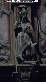 Catedral de Jaén. Coro. Creación de Adán y Eva. Figura de la izquierda