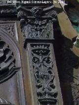 Catedral de Jaén. Coro. María borda el velo del templo. Capitel derecho