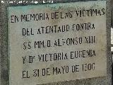Monumento a las Vctimas del Atentado contra Alfonso XIII. Placa