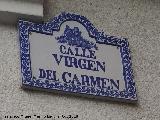 Calle Virgen del Carmen. Placa