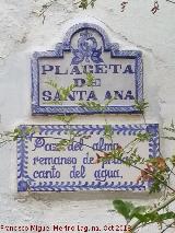 Placeta de Santa Ana. Placa