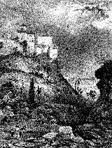 Generalife. Cuesta de los Molinos. Dibujo de F. J. Parcerisa 1850