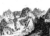 Cuevas. Barrio de Santiago. Dibujo de F. J. Parcerisa 1850