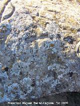 Petroglifos de Alicn de las Torres. Antropomorfo bajo los smbolos