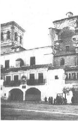 Iglesia de Santa Mara del Salvador. Foto antigua. Torre y bside desde la Plaza