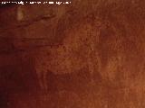 Pinturas rupestres del Abrigo de la Cocinilla del Obispo. Toro superior izquierdo