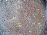 Pinturas rupestres de la Caada de la Corcuela. Manchas de color rojo de la pared izquierda