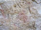 Pinturas rupestres de la Caada de la Corcuela. Manchas bajas con lneas finas de color rojo