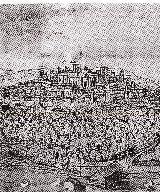 Historia de Antequera. Grabado de Van der Wyngaerde siglo XVI