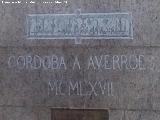 Monumento a Averroes. Inscripción