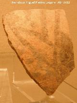 Silillo. Fragmento de un gran vaso decorado a pincel con pigmento castao sobre base bruida. Museo Municipal