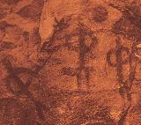 Pinturas rupestres del Barranco de la Cueva Grupo VI. Fotografa de Breuil del panel desaparecido